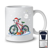 Santa Bicycle With X-mas Lights; Merry Christmas Snow Bicycle Riding Lover; Family Group T-Shirt