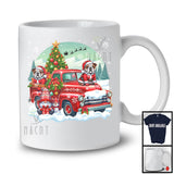 Santa Bulldog On Pickup Truck; Joyful Christmas Moon Gnome Gnomies; Winter Snowing T-Shirt
