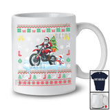 Santa Carrying Christmas Tree On Dirt Bike; Awesome Christmas Sweater Snowman; Rider T-Shirt