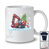 Santa Carrying Christmas Tree On Excavator; Awesome Christmas Snowman; Driver Family T-Shirt