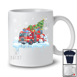 Santa Carrying Christmas Tree On Fire Truck; Awesome Christmas Snowman; Driver Family T-Shirt