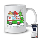 Santa Driving Ambulance With X-mas Tree, Joyful Christmas Santa Snow Matching Group T-Shirt