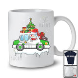 Santa Driving Police Car With X-mas Tree, Joyful Christmas Santa Snow Matching Group T-Shirt