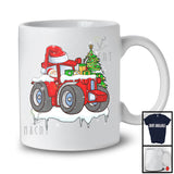 Santa Driving Tractor With X-mas Tree, Joyful Christmas Santa Snow Matching Group T-Shirt