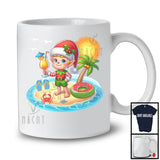 Santa Elf On Sea Beach, Lovely Christmas In July Sea Bathing, Summer Vacation Family Trip T-Shirt