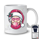 Santa Face Christmas Bubble; Humorous X-mas Santa Pink Sunglasses; Women Family Group T-Shirt