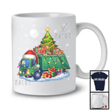 Santa Garbage Truck Carrying Christmas Tree; Awesome X-mas Lights Snowing; Driver Group T-Shirt