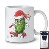 Santa Pickle Playing Baseball; Cheerful Christmas Pickle Baseball Player Team; X-mas Sport T-Shirt