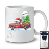 Santa Pickup Truck Carrying X-mas Tree; Wonderful Christmas Snowing Moon; Pickup Truck Driver T-Shirt