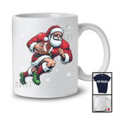 Santa Playing Football, Humorous Christmas Santa Sport Player Team, Family X-mas Group T-Shirt