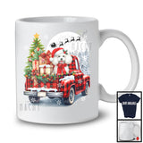 Santa Poodle On Red Plaid Pickup Truck; Lovely Christmas Lights Tree; X-mas Moon Family T-Shirt