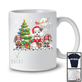 Santa Poodle With Gnome X-mas Tree, Merry Christmas Lights, Snowing Family Group T-Shirt