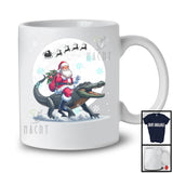 Santa Riding Alligator, Merry Christmas Moon Snow Alligator Wild Animal Lover, X-mas Group T-Shirt