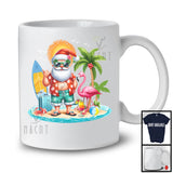 Santa Surfing On Sea Beach, Lovely Christmas In July Sea Bathing, Summer Vacation Family Trip T-Shirt