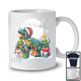 Santa T-Rex; Adorable Christmas Lights Tree Plaid Santa T-Rex Dinosaur Lover; Family Group T-Shirt