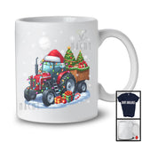 Santa Tractor Carrying Christmas Tree; Awesome X-mas Lights Snowing; Driver Group T-Shirt
