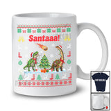 Santaaa; Humorous Christmas Sweater T-Rex Thinking Santa Coming; Dinosaur History Lover T-Shirt