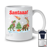 Santaaa; Humorous Christmas T-Rex Thinking Santa Coming; Dinosaur History Lover T-Shirt