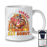 Save A Turkey Eat Donut; Awesome Thanksgiving Plaid Rainbow Turkey; Donut Food Lover T-Shirt