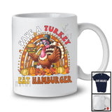 Save A Turkey Eat Hamburger; Awesome Thanksgiving Plaid Rainbow Turkey; Food Lover T-Shirt