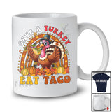 Save A Turkey Eat Taco; Awesome Thanksgiving Plaid Rainbow Turkey; Taco Food Lover T-Shirt