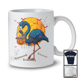 Scary Moon Flamingo Zombie With Carved Pumpkin Candy, Happy Halloween Flamingo Lover T-Shirt