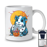 Scary Moon Guinea Pig Zombie With Carved Pumpkin Candy, Happy Halloween Guinea Pig Lover T-Shirt