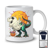 Scary Moon T-Rex Ghost With Carved Pumpkin Candy, Happy Halloween Dinosaur Lover, Family T-Shirt