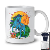 Scary Moon Unicorn Zombie With Carved Pumpkin Candy, Happy Halloween Unicorn Lover T-Shirt