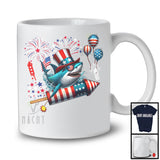 Shark Riding Firecracker, Amazing 4th Of July American Flag Firecracker, Fish Sea Animal Lover T-Shirt
