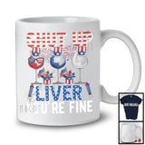 Shut Up Liver, Cheerful 4th Of July Three Wine Glasses, Drinking Drunker Fireworks Patriotic T-Shirt