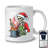 Skeleton Cooking; Humorous Christmas Santa Skeleton Cooking Chef; X-mas Moon Snowing T-Shirt