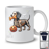 Skeleton Dachshund Gnawing Bone; Scary Halloween Costume Dachshund Owner; Family Group T-Shirt