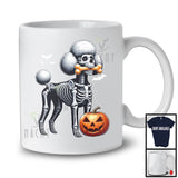 Skeleton Poodle Gnawing Bone; Scary Halloween Costume Poodle Owner; Family Group T-Shirt
