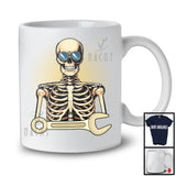 Skeleton Rib With Car Engineer, Humorous Halloween Costume Mechanic, Skeleton Family Group T-Shirt