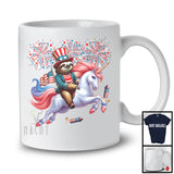Sloth Riding Unicorn, Humorous 4th Of July American Flag Pride Sloth Unicorn, Patriotic Group T-Shirt
