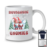 Snowboarding With My Gnomies; Fantastic Christmas Red Plaid Couple Gnomes; Family Group T-Shirt