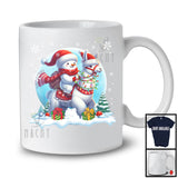 Snowman Riding Llama; Awesome Christmas Lights Snowing Lover; X-mas Family Group T-Shirt