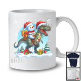 Snowman Riding T-Rex; Awesome Christmas Lights Snowing Lover; X-mas Family Group T-Shirt