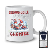 Snowmobile With My Gnomies; Fantastic Christmas Red Plaid Couple Gnomes; Family Group T-Shirt