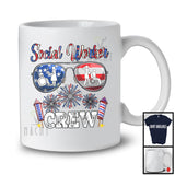 Social Worker Crew, Wonderful 4th Of July American Flag Sunglasses, Patriotic Careers Proud T-Shirt