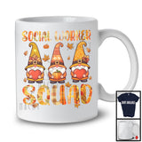 Social Worker Squad; Awesome Thanksgiving Fall Leaves Plaid Gnome; Social Worker Group T-Shirt