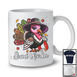 Social Worker; Amazing Thanksgiving Leopard Turkey Girl Women; Proud Jobs Family Group T-Shirt