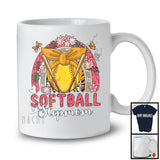 Softball Stepmom, Adorable Mother's Day Flowers Rainbow Softball Player, Sport Team Family T-Shirt