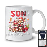 Son Claus; Lovely Christmas Red Plaid Reindeer Lover; X-mas Snowing Family Group T-Shirt