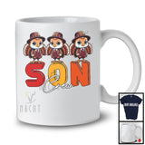Son Crew, Adorable Thanksgiving Fall Leaves Three Turkeys, Matching Family Group T-Shirt