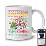 Spanish You A Merry Christmas; Humorous X-mas Sweater Dabbing Santa Spanish Flag; Family T-Shirt