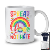 Spread Love Not Hate, Pride LGBTQ Rainbow Sunflowers Hearts, LGBT Matching Gay Lover T-Shirt