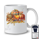 Stepmom, Awesome Thanksgiving Leopard Plaid Pumpkins Flowers Fall, Matching Family Group T-Shirt