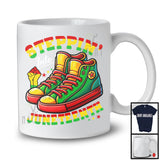 Steppin' Into Juneteenth, Humorous Black History Afro Flag Shoes, African American Pride T-Shirt